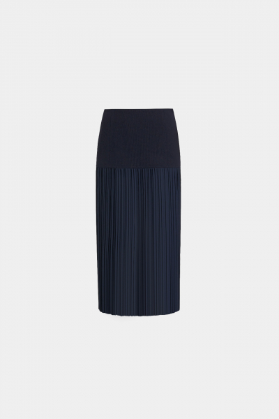 DOUBLE-LAYERED CREPE AND STRETCH-WOOL SKIRT
