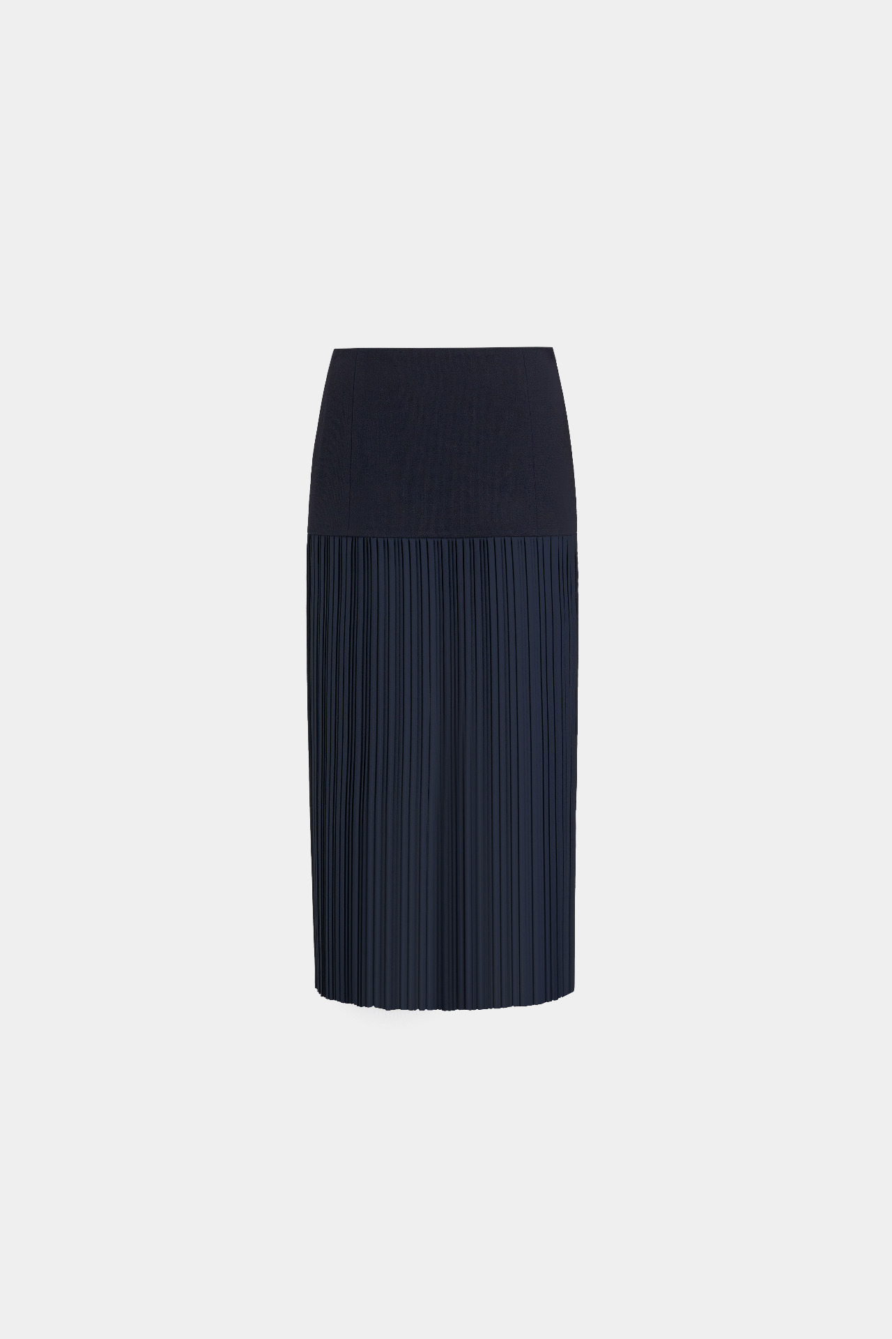 DOUBLE-LAYERED CREPE AND STRETCH-WOOL SKIRT